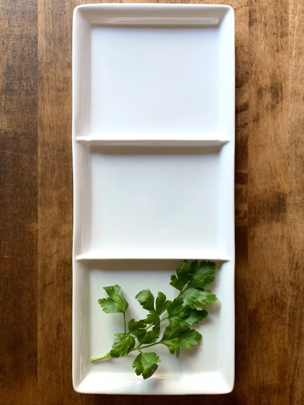 Rene Ozorio Aura White 3-Section Serving Tray | Appetizer / Snack Plate